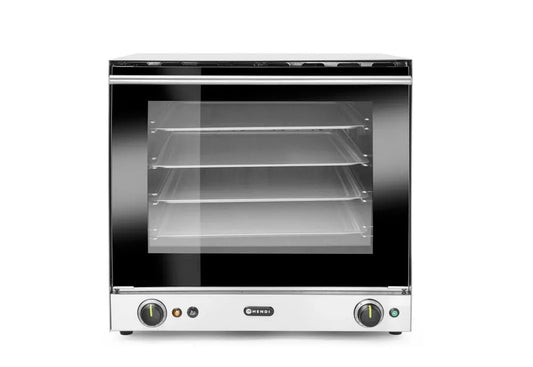 Hendi four H90S 595x595x, puissance 2670W, incl. 4 Plaques en Aluminium, 2 Ventilateurs, 50–300°C, tension 230V, 570mm, Porte Double Vitrage, Inox