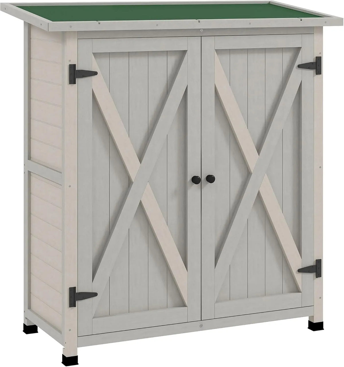Abri de jardin Outsunny 117H, Armoire de Jardin Remise pour Outils sur Pied dim. 110L x 55l x cm 2 étagères 2 Portes