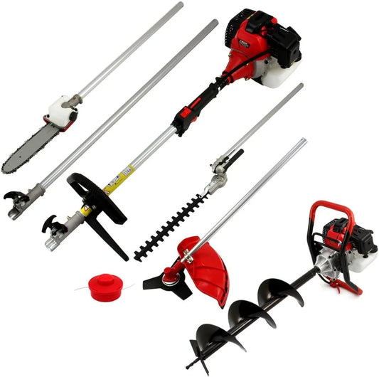 Débroussailleuse 3CV, forets 10, 15, 20 cm, 9000 tr/min., Puissance, Kit EPI INCLUS, Outil Multifonction 5-en-1 & Tarière 52cc, tronçonneuse