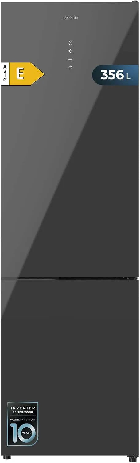 Cecotec réfrigérateur, mode vacances., combiné Bolero CoolMarket Combi 356 Grey Glass E. finition grise, capacité 356L, classe énergétique