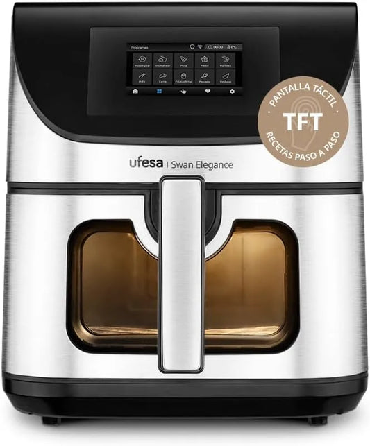 Friteuse à air chaud 360ºC Ufesa Swan Elegance, capacité 7.5L 2200W, 10 Programmes, Écran Interactif TFT 4,3', Application Intelligente